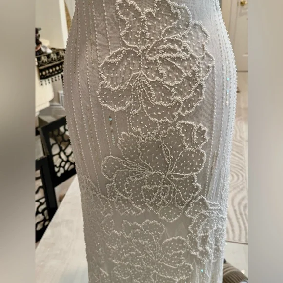 Elegant hand beaded intricate White Halter Dress - Picture 10 of 11